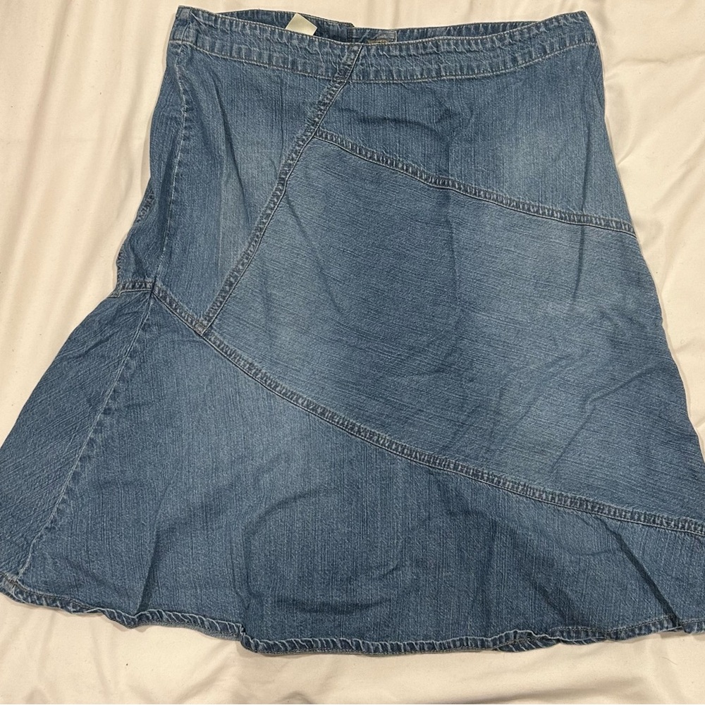 Siri’s Olsen Denim patch work skirt